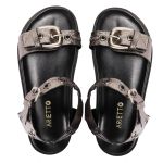 Sandalia Papete Sola Baixa Tina Prata Velho