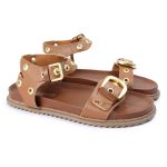Sandalia Papete Sola Baixa Tina Caramelo