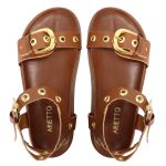 Sandalia Papete Sola Baixa Tina Caramelo