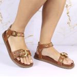 Sandalia Papete Sola Baixa Tina Caramelo