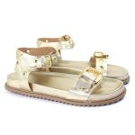 Sandalia Papete Sola Baixa Tina Dourada