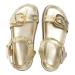 Sandalia Papete Sola Baixa Tina Dourada