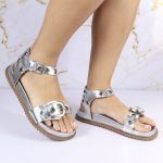 Sandalia Papete Sola Baixa Tina Prata