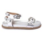 Sandalia Papete Sola Baixa Tina Prata