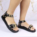 Sandalia Papete Sola Baixa Tina Preto Verniz