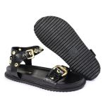 Sandalia Papete Sola Baixa Tina Preto Verniz