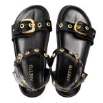 Sandalia Papete Sola Baixa Tina Preto Verniz