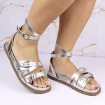 Sandalia Papete Sola Baixa Bruna Prata