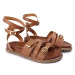 Sandalia Papete Sola Baixa Bruna Caramelo