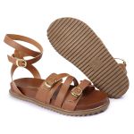 Sandalia Papete Sola Baixa Bruna Caramelo