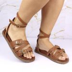 Sandalia Papete Sola Baixa Bruna Caramelo