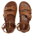 Sandalia Papete Sola Baixa Bruna Caramelo