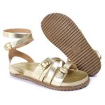 Sandalia Papete Sola Baixa Bruna Dourada