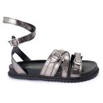 Sandalia Papete Sola Baixa Bruna Prata Velho