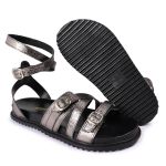 Sandalia Papete Sola Baixa Bruna Prata Velho