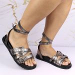 Sandalia Papete Sola Baixa Bruna Prata Velho