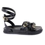 Sandalia Papete Sola Baixa Bruna Preto Verniz