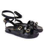 Sandalia Papete Sola Baixa Bruna Preto Verniz