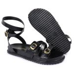 Sandalia Papete Sola Baixa Bruna Preto Verniz