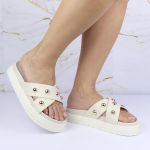 Sandalia Papete Sola Alta Katia Off White