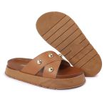 Sandalia Papete Sola Alta Katia Caramelo