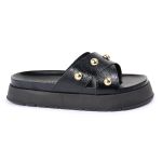 Sandalia Papete Sola Alta Katia Preto Verniz