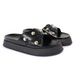 Sandalia Papete Sola Alta Katia Preto Verniz