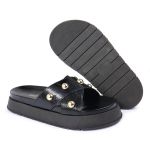 Sandalia Papete Sola Alta Katia Preto Verniz