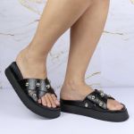 Sandalia Papete Sola Alta Katia Preto Verniz