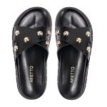 Sandalia Papete Sola Alta Katia Preto Verniz