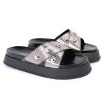 Sandalia Papete Sola Alta Katia Prata Velho