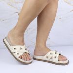 Sandalia Papete Sola Baixa Katia Off White