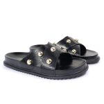 Sandalia Papete Sola Baixa Katia Preto Verniz