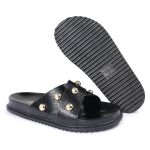 Sandalia Papete Sola Baixa Katia Preto Verniz