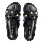 Sandalia Papete Sola Baixa Katia Preto Verniz