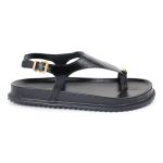 Sandalia Papete Sola Baixa Thais Preto Verniz