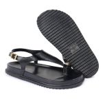 Sandalia Papete Sola Baixa Thais Preto Verniz