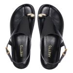 Sandalia Papete Sola Baixa Thais Preto Verniz