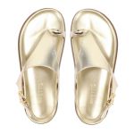 Sandalia Papete Sola Baixa Thais Dourada
