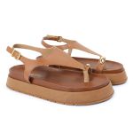 Sandalia Papete Sola Alta Thais Caramelo