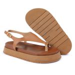 Sandalia Papete Sola Alta Thais Caramelo