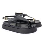 Sandalia Papete Sola Alta Thais Preto