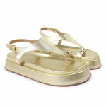 Sandalia Papete Sola Alta Thais Dourada