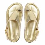 Sandalia Papete Sola Alta Thais Dourada