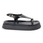 Sandalia Papete Sola Alta Thais Preto Verniz