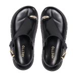 Sandalia Papete Sola Alta Thais Preto Verniz