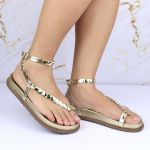 Sandalia Papete Sola Baixa Rebeca Dourada