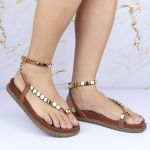 Sandalia Papete Sola Baixa Rebeca Caramelo