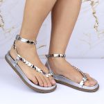 Sandalia Papete Sola Baixa Rebeca Prata