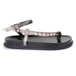 Sandalia Papete Sola Baixa Rebeca Prata Velho